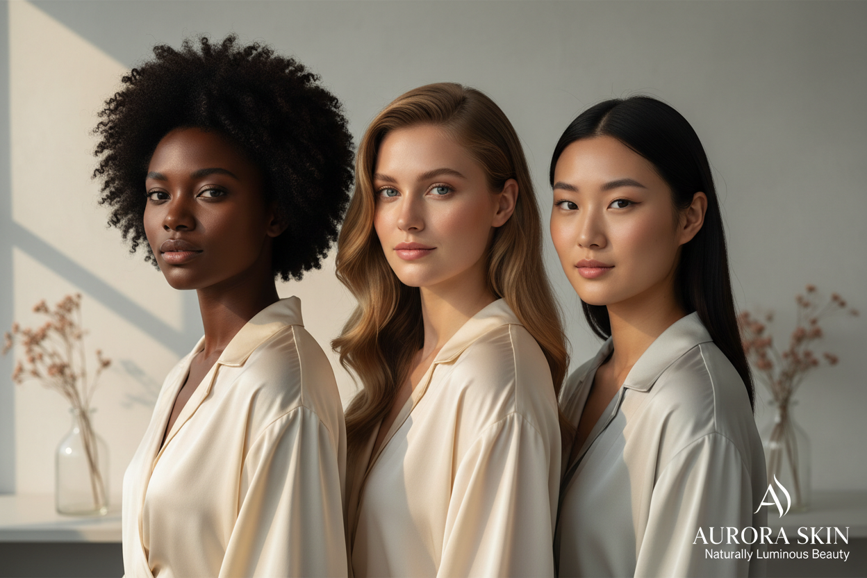 Three diverse women for beauty slideshow
